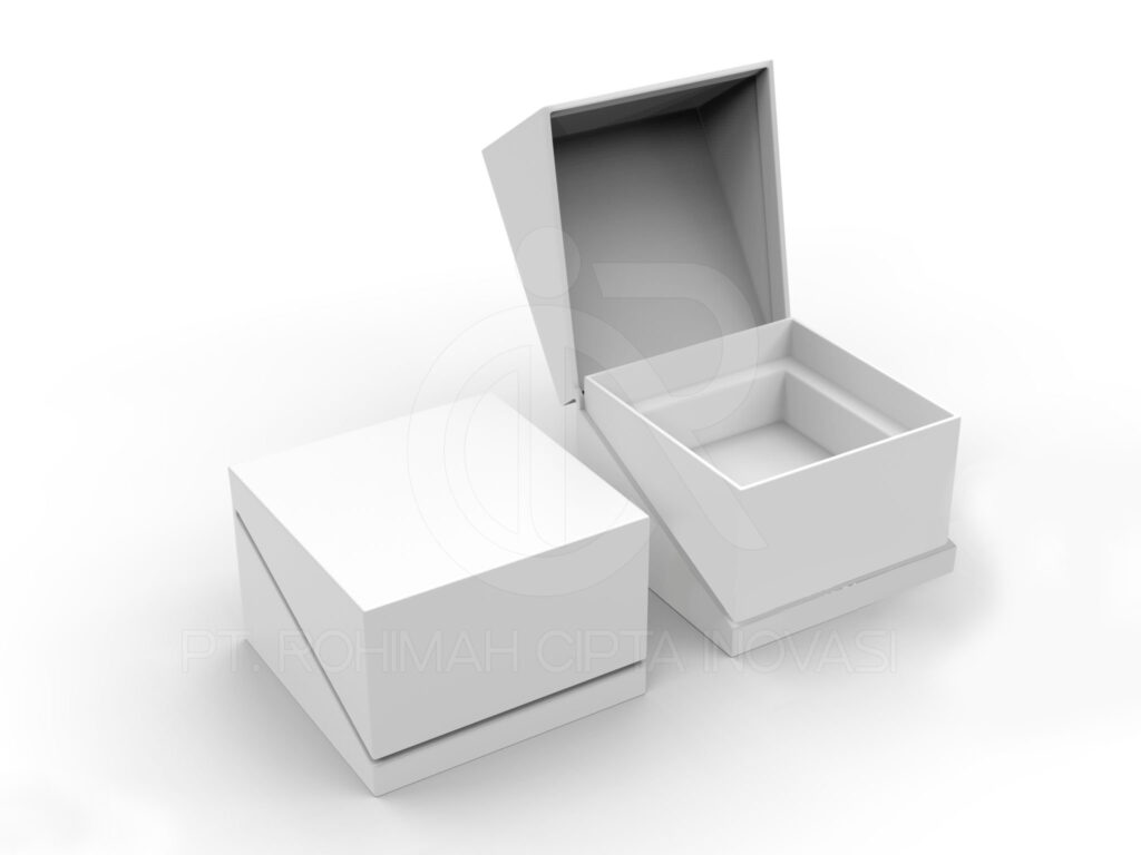 White blank hard cardboard gift or mailer box mock up template.